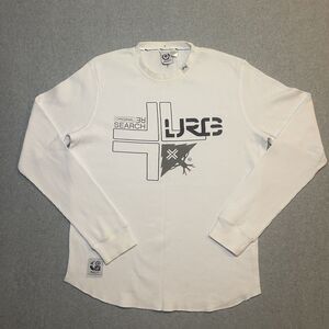 Y2K LRG Men's White Cotton Waffle-Knit Graphic Logo Pullover Sweater L Regular